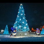 Пінгвін на ковзанах, об'ємна фігура з мішури і електричних гірлянд — Добропарк, Мотижин, передмістя Києва, 2025 Пінгвін на ковзанах, об'ємна фігура з мішури і електричних гірлянд — Добропарк, Мотижин, передмістя Києва, 2025